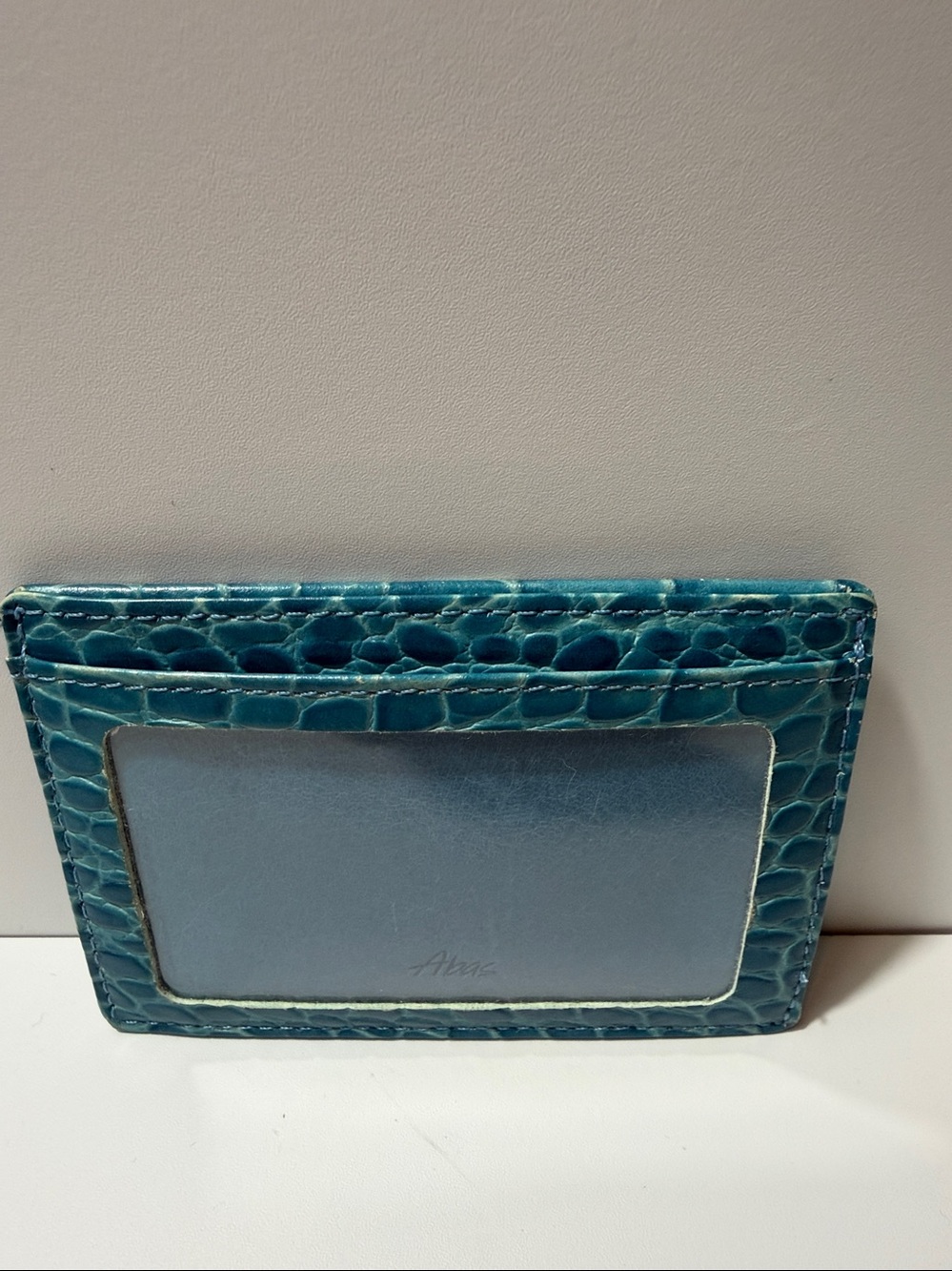 Abas Teal Croc-Texture ID & Card Holder
